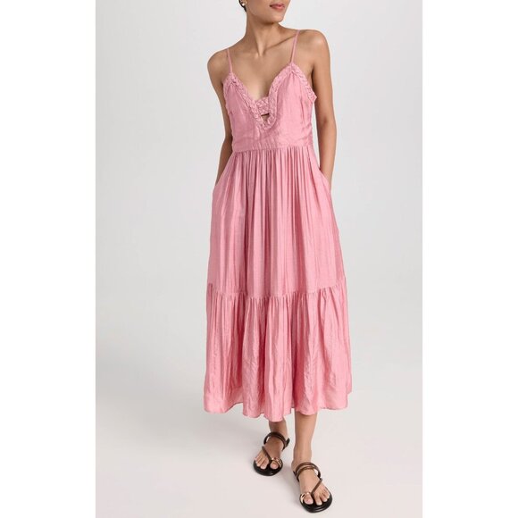 New Sea NY Roberta 100% Silk Braided Maxi Dress Rose Pink Medium $495 - Picture 1 of 8